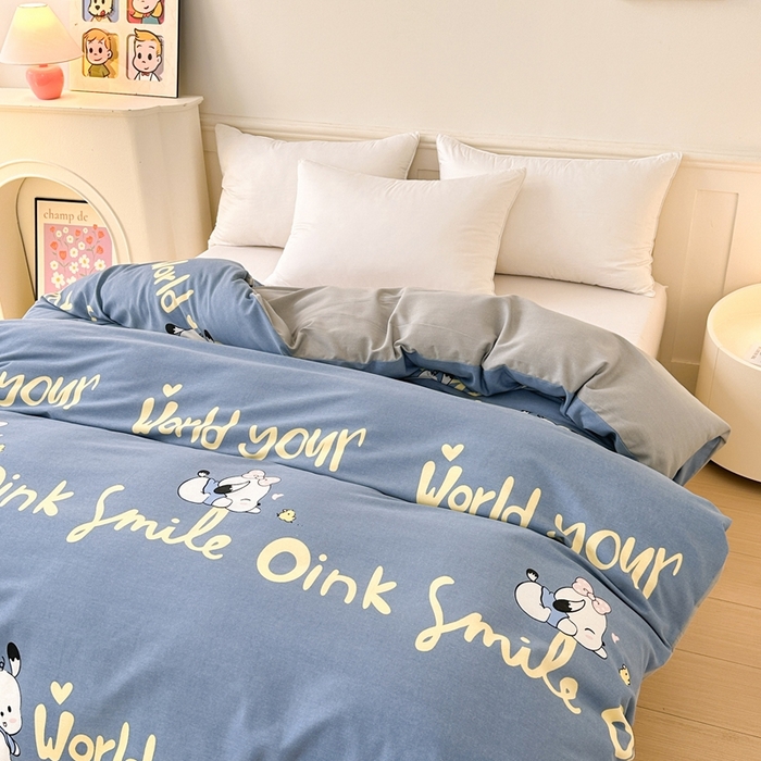 91家纺网 家纺一手货源 找家纺 2025新款加厚生态磨毛单被套 萌宠宝贝