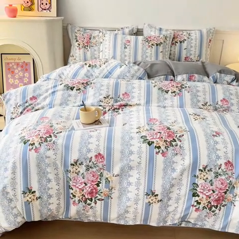 91家纺网 家纺一手货源 找家纺 2025新款加厚生态磨毛床单四件套 法芙娜