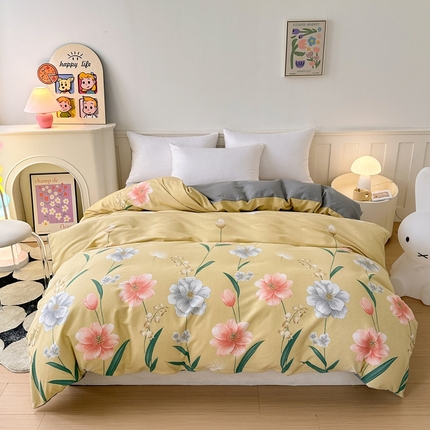 2025新款加厚生态磨毛单被套 金花浮梦