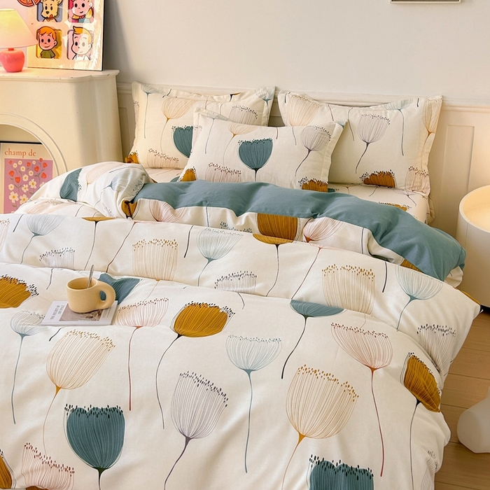 91家纺网 家纺一手货源 找家纺 2025新款加厚生态磨毛床单四件套 花开浪漫