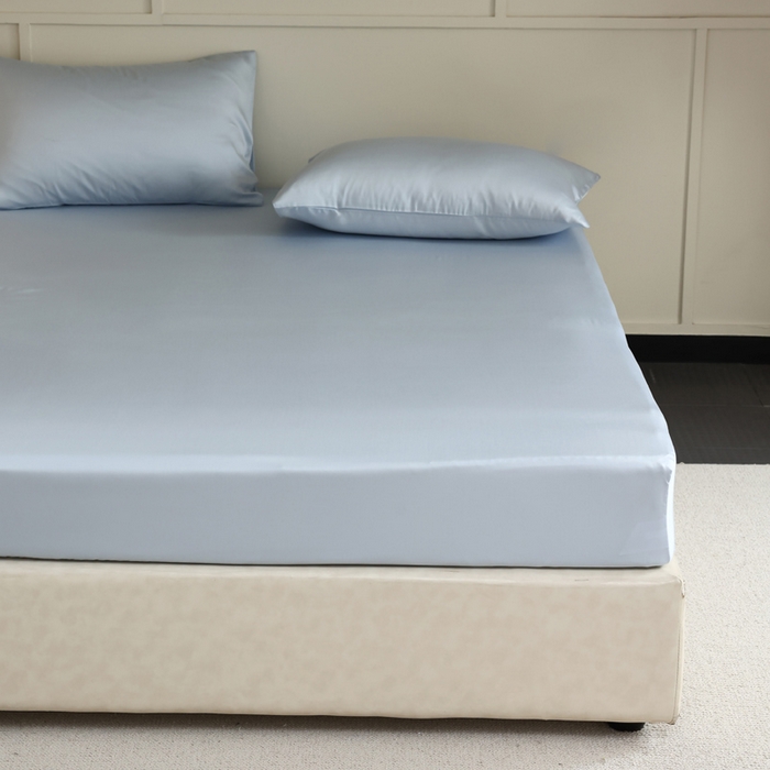 91家纺网 家纺一手货源 找家纺 轩和 2025新款A类LF60S兰精天丝单品床笠 夏日蓝