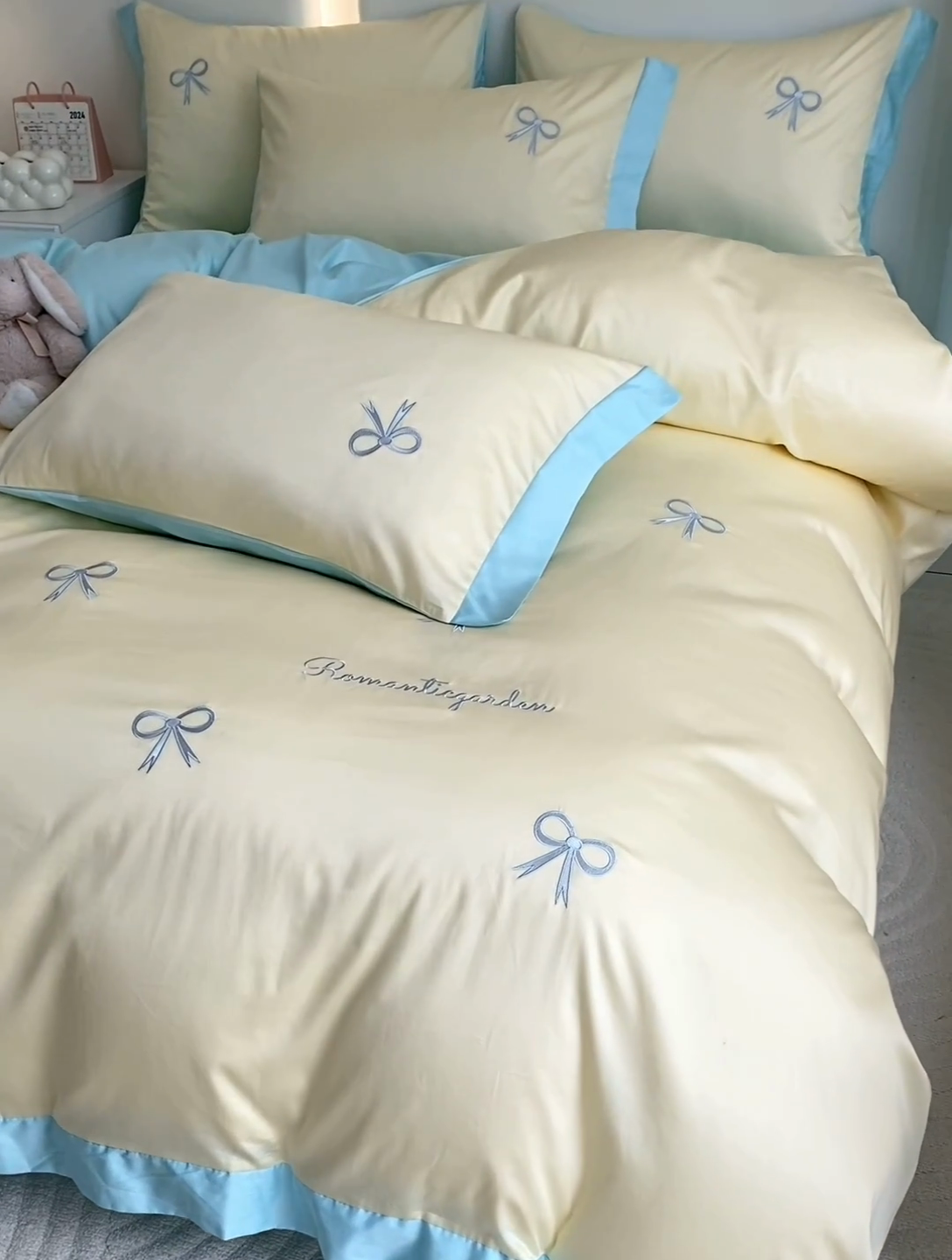 91家纺网 家纺一手货源 找家纺 （总）小久久（小九九） 2024新款A类全棉刺绣四件套-甜梦