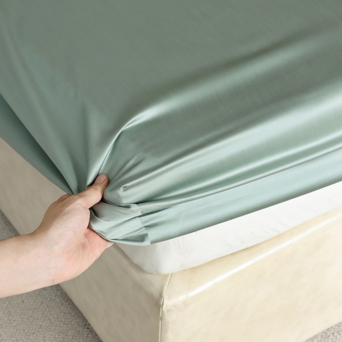 91家纺网 家纺一手货源 找家纺 轩和 2025新款A类LF60S兰精天丝单品床笠 春熙绿