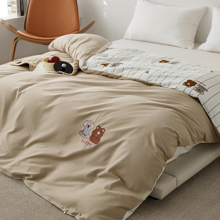 91家纺网 家纺一手货源 找家纺 2024新款爆品全棉纯棉印花刺绣单被套卡通被罩单品 吉吉考拉