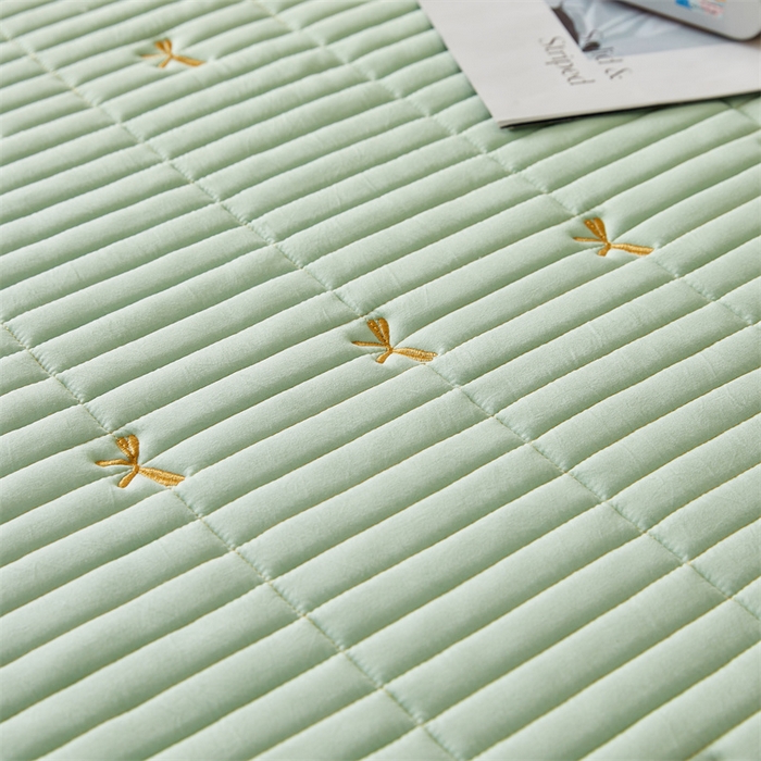 91家纺网 家纺一手货源 找家纺 叠派家纺 2024新款水洗棉刺绣夹棉床笠 蝴蝶结-果绿