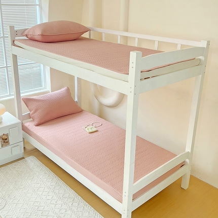 91家纺网 家纺一手货源 找家纺 漫时光 2025新款纯棉素色床盖学生宿舍夹棉床笠 胭脂粉