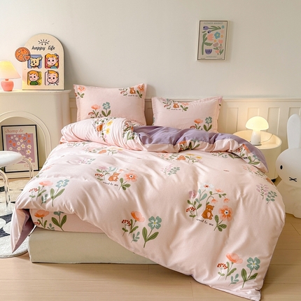 2025新款加厚生态磨毛床笠四件套 西西里