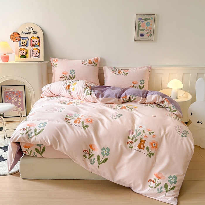 91家纺网 家纺一手货源 找家纺 2025新款加厚生态磨毛床笠四件套 西西里