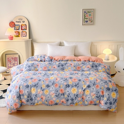 2025新款加厚生态磨毛单被套 花香四溢