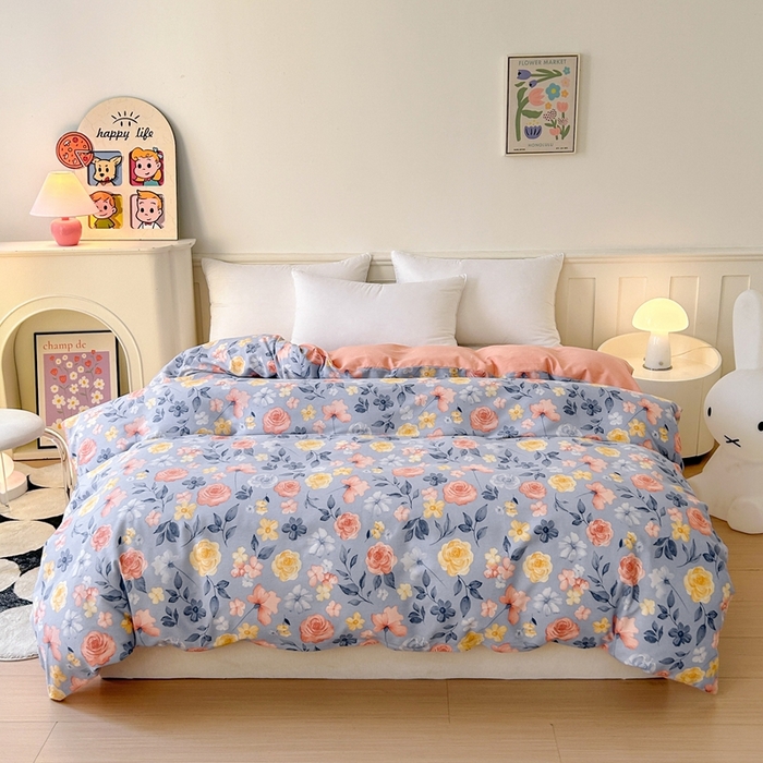 91家纺网 家纺一手货源 找家纺 2025新款加厚生态磨毛单被套 花香四溢