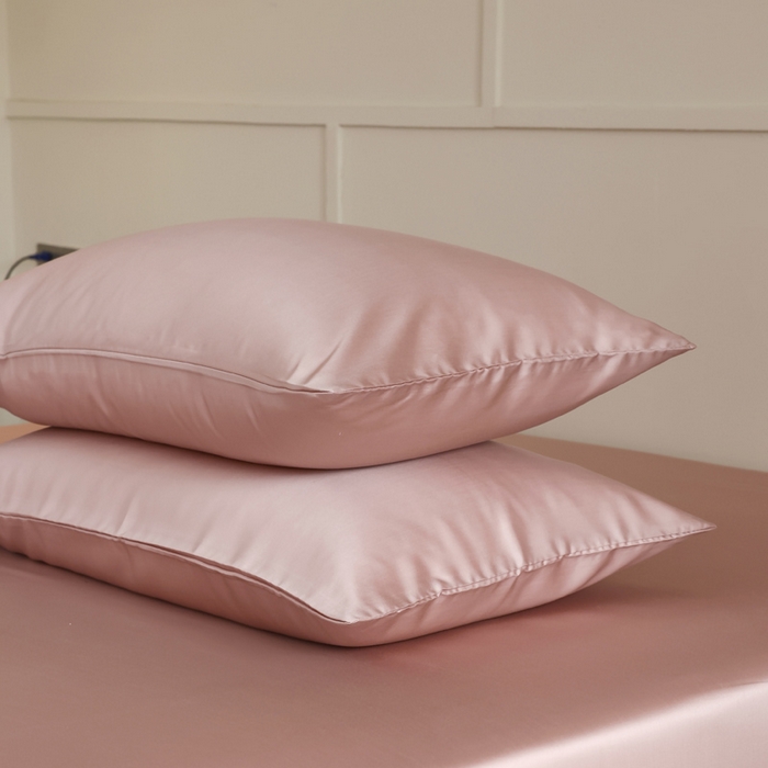 91家纺网 家纺一手货源 找家纺 轩和 2025新款A类LF60S兰精天丝单品枕套 胭脂粉