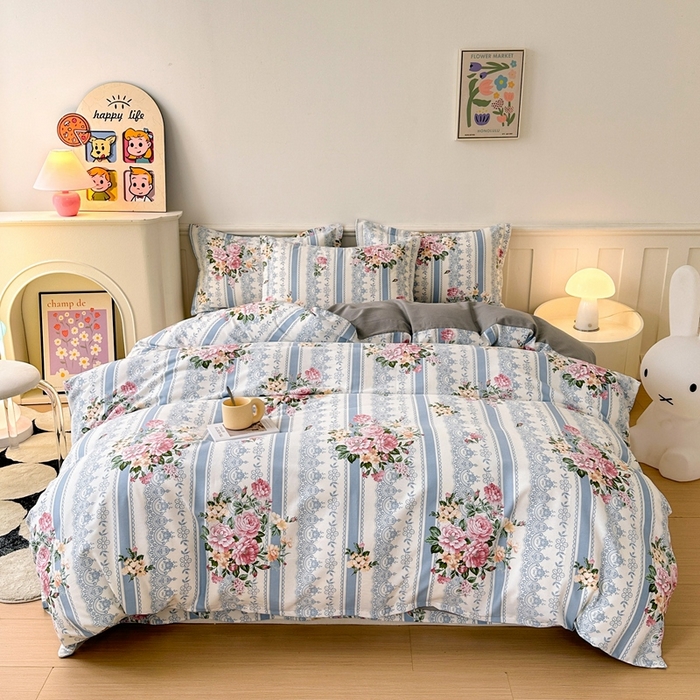 91家纺网 家纺一手货源 找家纺 2025新款加厚生态磨毛床单四件套 法芙娜