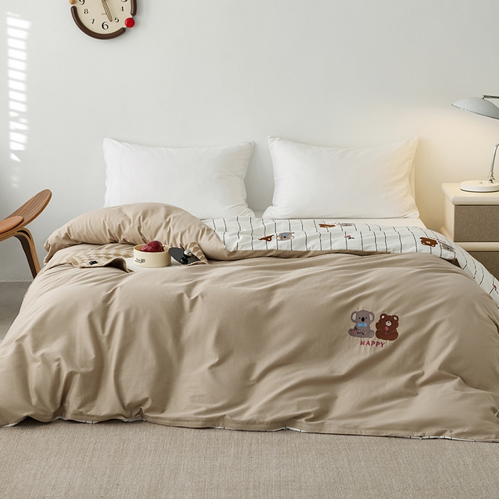 91家纺网 家纺一手货源 找家纺 2024新款爆品全棉纯棉印花刺绣单被套卡通被罩单品 吉吉考拉