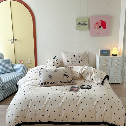 91家纺网 家纺一手货源 找家纺 （总）2024新款水洗棉宽边小清新四件套