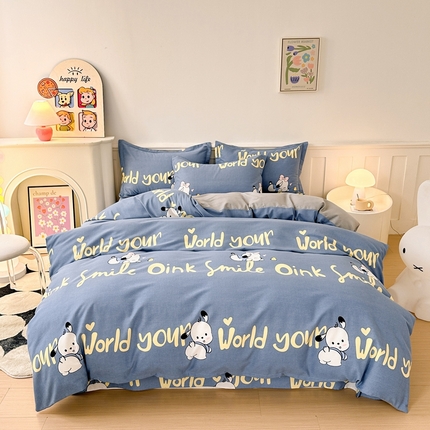 2025新款加厚生态磨毛床单四件套 萌宠宝贝