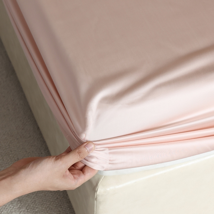 91家纺网 家纺一手货源 找家纺 轩和 2025新款A类LF60S兰精天丝单品床笠 告白粉