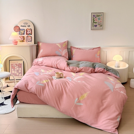 91家纺网 家纺一手货源 找家纺 2025新款加厚生态磨毛床笠四件套 花羽庭