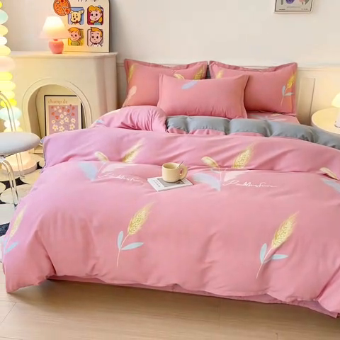 91家纺网 家纺一手货源 找家纺 2025新款加厚生态磨毛床单四件套 花羽庭