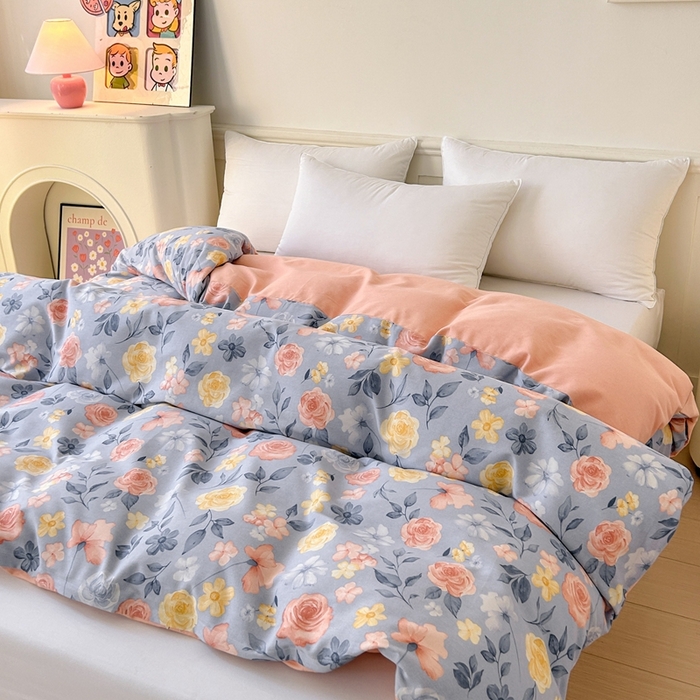 91家纺网 家纺一手货源 找家纺 2025新款加厚生态磨毛单被套 花香四溢