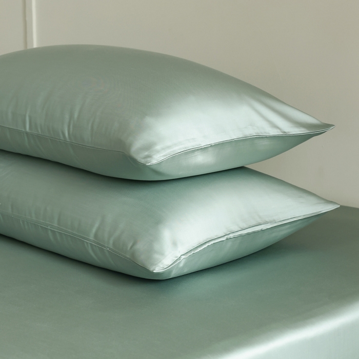 91家纺网 家纺一手货源 找家纺 轩和 2025新款A类LF60S兰精天丝单品枕套 春熙绿