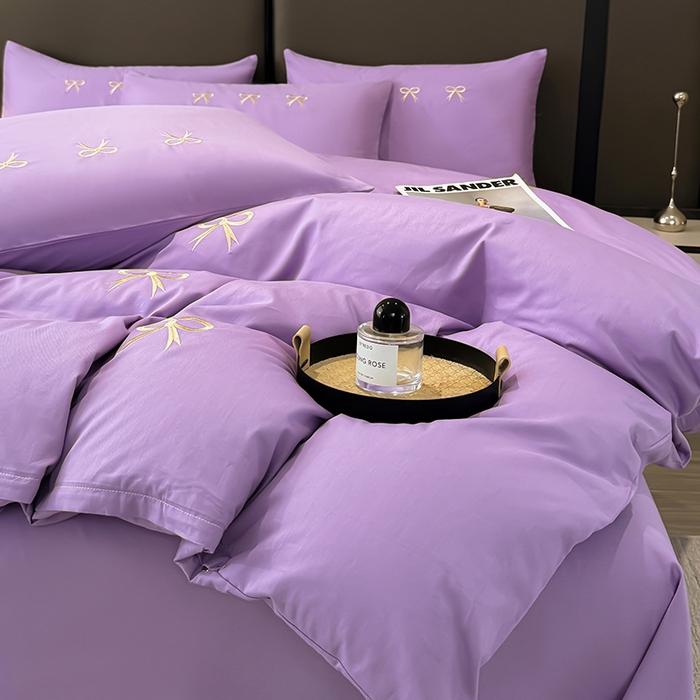 91家纺网 家纺一手货源 找家纺 2024新款高密度13376全棉（蝶舞）四件套 蝶舞（紫色）