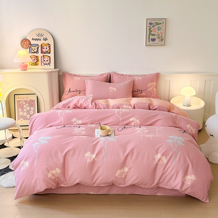 2025新款加厚生态磨毛床单四件套 清风觅影