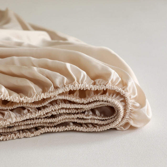 91家纺网 家纺一手货源 找家纺 轩和 2025新款A类LF60S兰精天丝单品床笠 奶酪黄