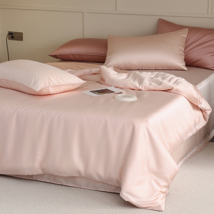 91家纺网 家纺一手货源 找家纺 轩和 2025新款A类LF60S兰精天丝单品被套 告白粉