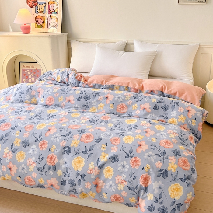 91家纺网 家纺一手货源 找家纺 2025新款加厚生态磨毛单被套 花香四溢