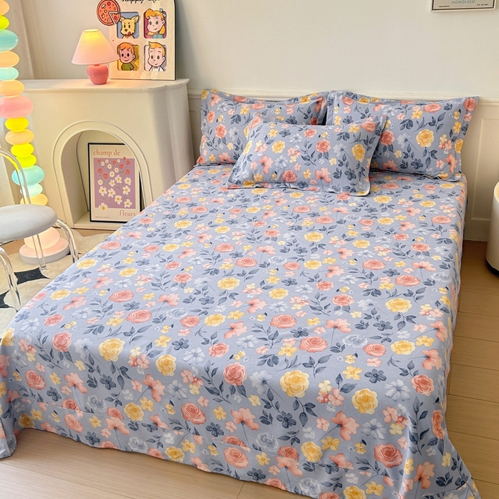 91家纺网 家纺一手货源 找家纺 2025新款加厚生态磨毛单床单 花香四溢