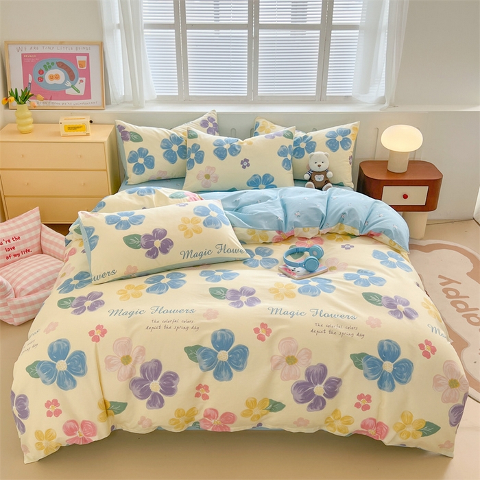 91家纺网 家纺一手货源 找家纺 红馆 2025年全棉12868印花系列四件套花屿芷