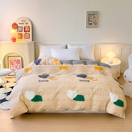 2025新款加厚生态磨毛单被套 微笑生活