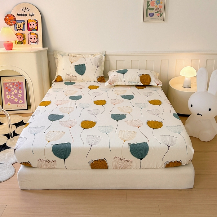 91家纺网 家纺一手货源 找家纺 2025新款加厚生态磨毛单床笠 花开浪漫