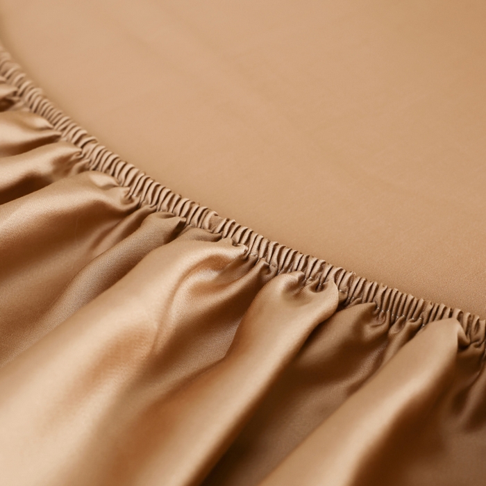 91家纺网 家纺一手货源 找家纺 轩和 2025新款A类LF60S兰精天丝单品床笠 拿铁咖