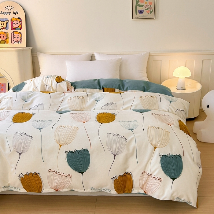 91家纺网 家纺一手货源 找家纺 2025新款加厚生态磨毛单被套 花开浪漫