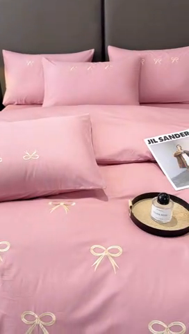 91家纺网 家纺一手货源 找家纺 2024新款高密度13376全棉（蝶舞）四件套 蝶舞（讴歌粉）