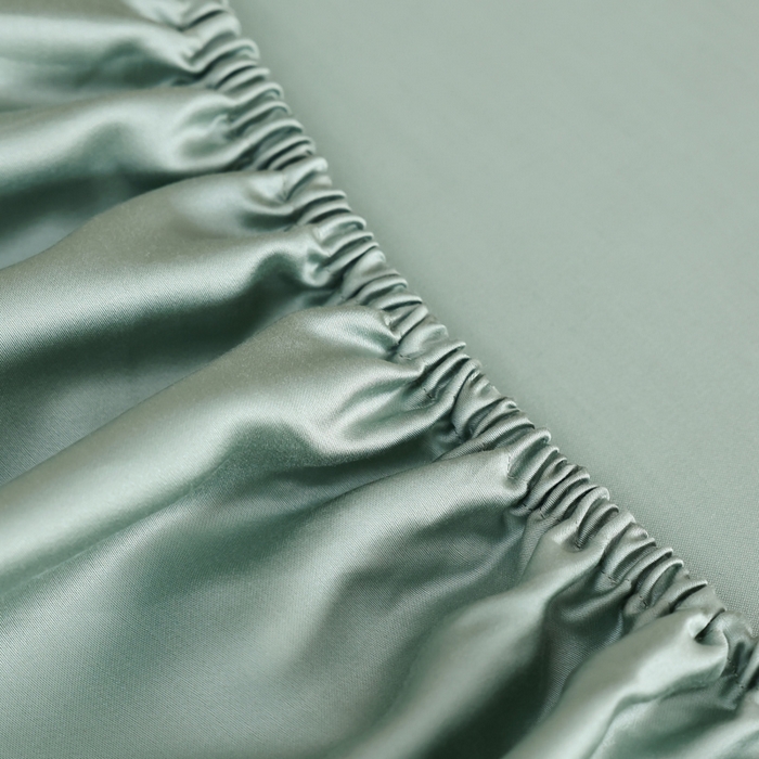 91家纺网 家纺一手货源 找家纺 轩和 2025新款A类LF60S兰精天丝单品床笠 春熙绿