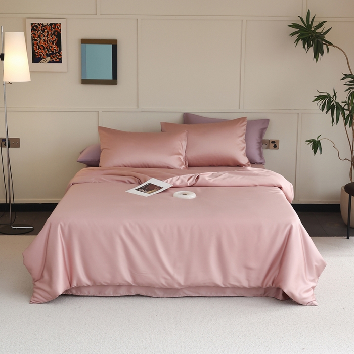 91家纺网 家纺一手货源 找家纺 轩和 2025新款A类LF60S兰精天丝单品被套 胭脂粉