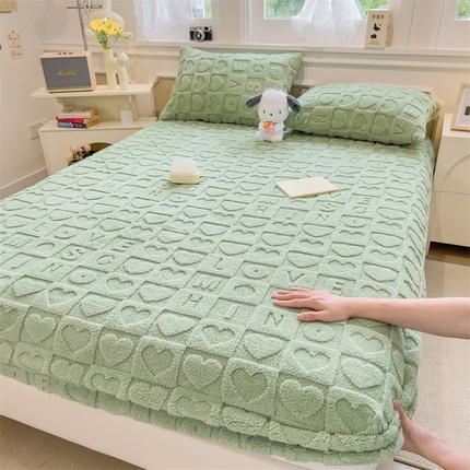 91家纺网 家纺一手货源 找家纺 （总）欧邦 新款爱心款提花塔芙绒床笠款单品床笠