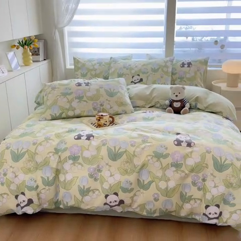 91家纺网 家纺一手货源 找家纺 红馆 2025年全棉12868印花系列四件套恋恋夏日