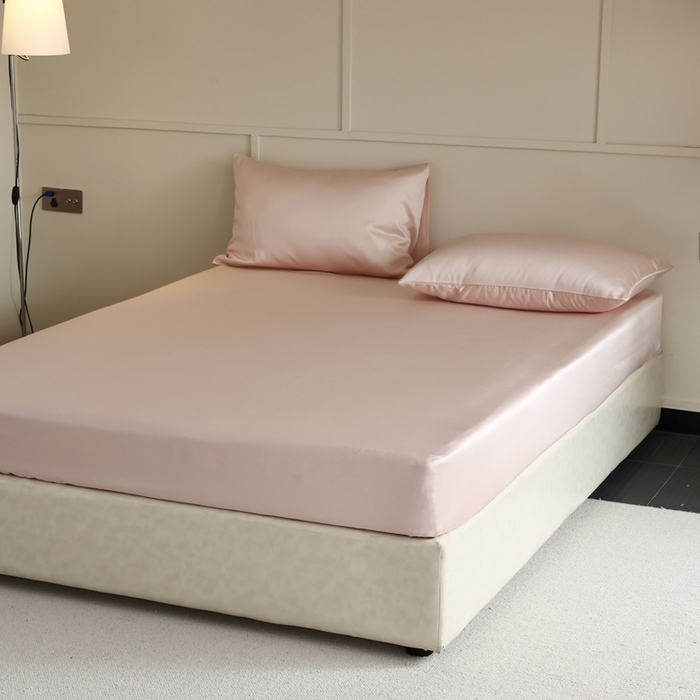 91家纺网 家纺一手货源 找家纺 轩和 2025新款A类LF60S兰精天丝单品床笠 告白粉