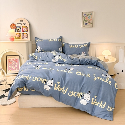 2025新款加厚生态磨毛床笠四件套 萌宠宝贝