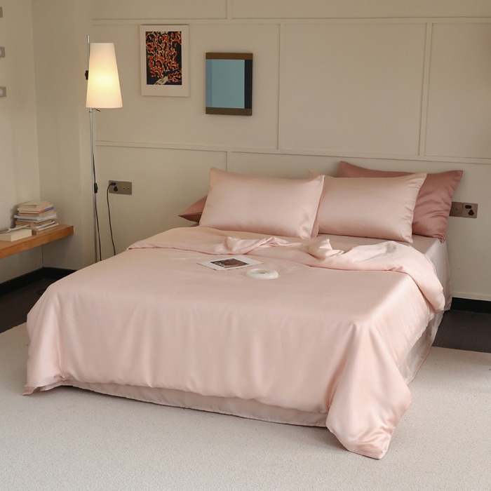 91家纺网 家纺一手货源 找家纺 轩和 2025新款A类LF60S兰精天丝单品被套 告白粉