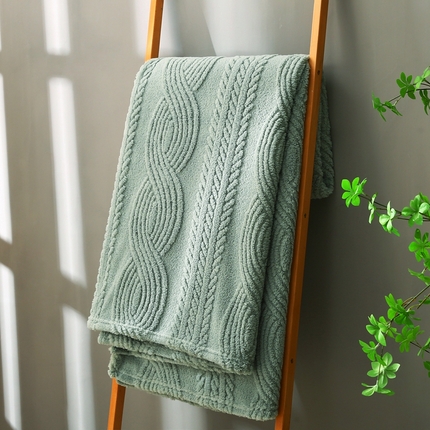 巴木赫 2024新款8字塔芙绒毯子毛毯 湖绿