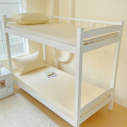 91家纺网 家纺一手货源 找家纺 漫时光 2025新款纯棉素色床盖学生宿舍夹棉床笠 香草白