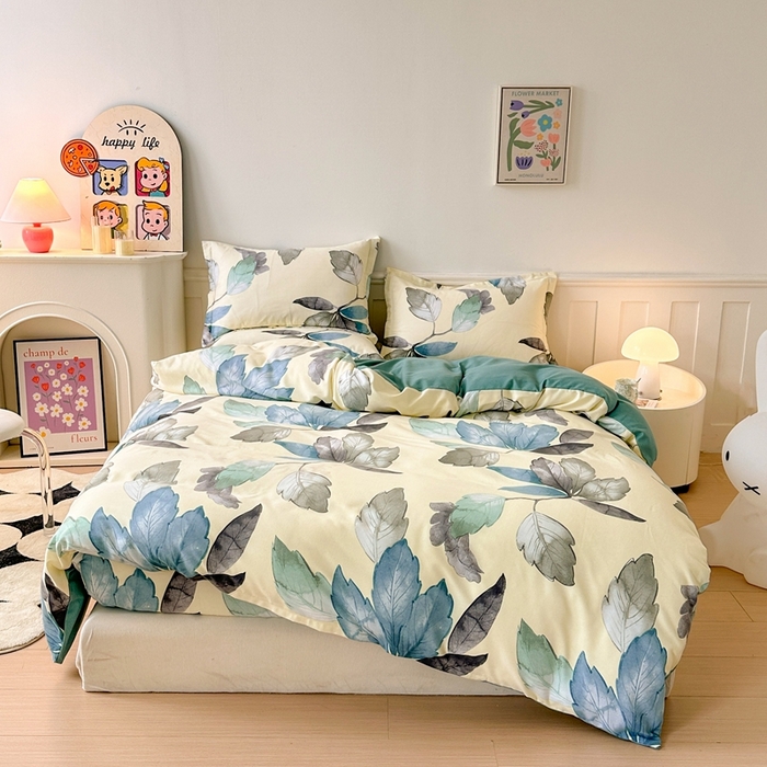 91家纺网 家纺一手货源 找家纺 2025新款加厚生态磨毛床笠四件套 水墨江南