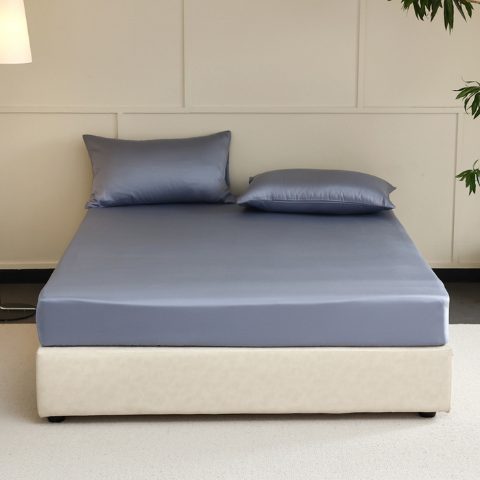 91家纺网 家纺一手货源 找家纺 轩和 2025新款A类LF60S兰精天丝单品床笠 劳伦蓝