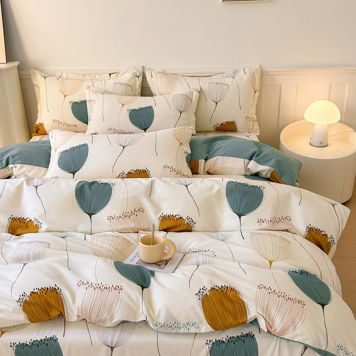 91家纺网 家纺一手货源 找家纺 2025新款加厚生态磨毛床单四件套 花开浪漫
