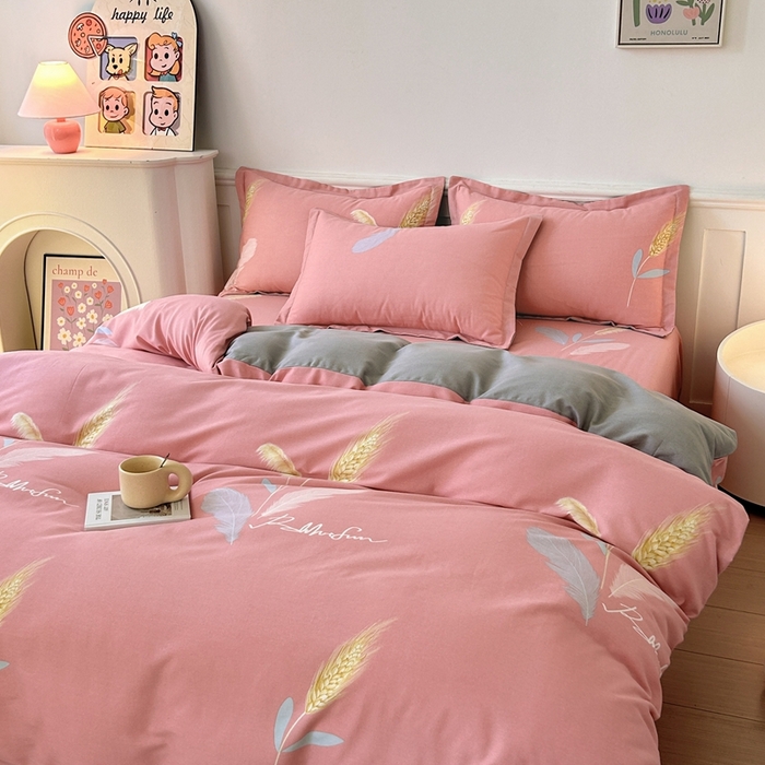 91家纺网 家纺一手货源 找家纺 2025新款加厚生态磨毛床单四件套 花羽庭