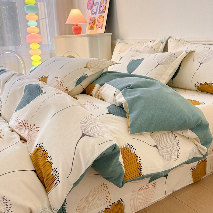 91家纺网 家纺一手货源 找家纺 2025新款加厚生态磨毛床单四件套 花开浪漫